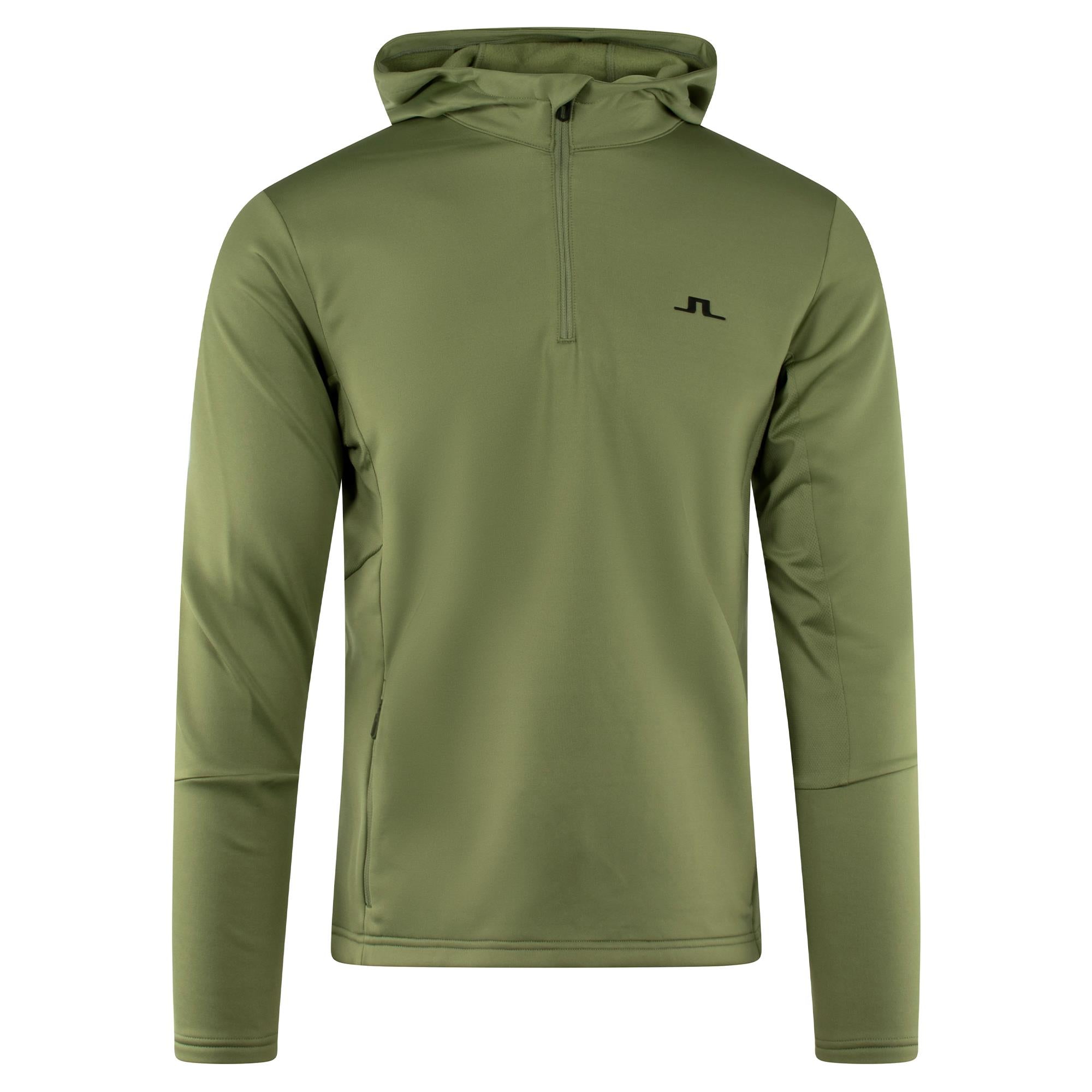 J Lindeberg Aerial Quarter Zip Mens Hoodie Oil Green